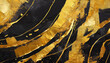 Modern abstract art background, black gold texture textured oil painting on canvas; illustration