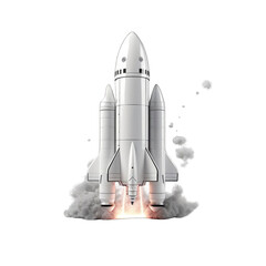 Wall Mural - 3d space rocket with smoke on white background