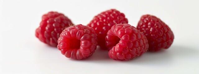 Wall Mural - fresh raspberries isolated against background, Generative AI,