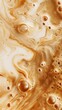 A painting of a swirl of brown and white with bubbles in the middle. The bubbles are in different sizes and are scattered throughout the painting. The painting has a dreamy, whimsical feel to it