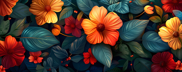 Wall Mural - An abstract organic floral wallpaper background illustration that can be used for design and decoration.