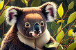animals in Australia. koala sits on a tree branch and eats, close-up. animals and nature concept