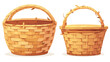 Empty straw wicker basket with handles. Woven braid