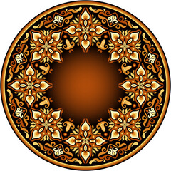 Wall Mural - Vector abstract decorative round floral ethnic ornamental frame illustration