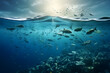 World ocean day concept, don't pollute the oceans and help sea animals to survive.