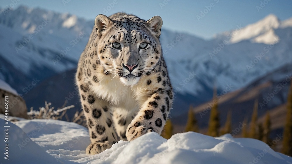 High Ruggedness Capture a breathtaking moment of a snow leopard in its natural habitat ...