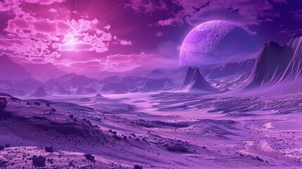 Canvas Print - Purple vivid contrast smooth glossy desert landscape, Otherworldly Visions, sci fi alien planet environment design setting, wide banner background