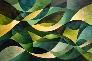 Poster - Rich range and green abstract shapes in a rounded form