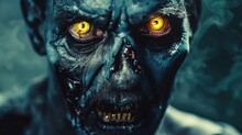 Scary Zombie With Piercing Yellow Eyes