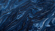 Gloomy navy marble ink meandering across a nocturnal abstract canvas, twinkling with subtle glitters.