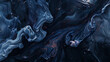 Gloomy navy marble ink meandering across a nocturnal abstract canvas, twinkling with subtle glitters.