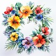 Tropical Floral Wreath Watercolor Design