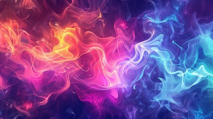 Wall Mural - Seamless pattern, colorful neon liquid smoke, tiling texture background