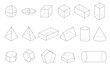 © arbaz - 3d Geometric shape lines sphere, ellipsoid, square, rectangle, pyramid, cylinder, pentagon, hexagon and prism