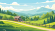 Gorgeous rural landscape with green coniferous fore