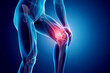 Woman cradles her injured knee, feeling sharp pain in her leg. Generative AI