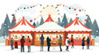 Christmas fair souvenir stall flat vector illustrat