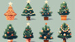Christmas fir tree in pot. Xmas festive firtree dec