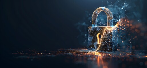 Wall Mural - Privacy and data protection in the digital realm with a real photo featuring a digital padlock representing secure computing systems.