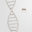 DNA structure constructed with particles. 3D genetic model. Scientific background. Vector illustration.
