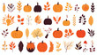 Collection of Thanksgiving day letterings decorated