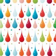 Random color droplets, seamless repeat, simple flat, white backdrop ,  flat graphic drawing