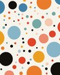 Abstract dots and circles, seamless pattern, flat design, white background ,  childlike drawing