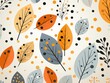 Foliage and dots, endless texture, simple flat illustration, solid backdrop ,  repeating pattern