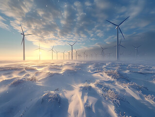 wind turbines in snow