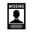 © Sunshine Design - Black and white missing person alert simple icon
