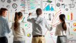 © Plaifah - A brainstorming session with team members sketching ideas on a whiteboard filled with business graphs.