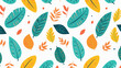 Creative seamless pattern with natural shapes or ma