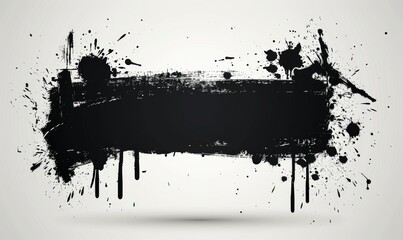 Grunge black banner. Template for your modern designs. Brushed grungy painted lines.