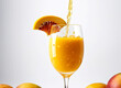 mango smoothie in a glass on a white background isolated

