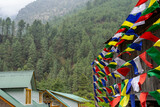 Fototapeta  - The five-colored flags seen in the Himalayas have many meanings