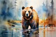 Draw an image of a bear in watercolor. Generative AI