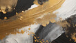 Art modern oil and acrylic smear blot canvas painting wall. Abstract texture gold, bronze, black and white color stain brushstroke texture background.