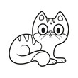 Cute cartoon kitten outlined for coloring page on a white background