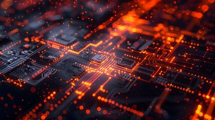 Glowing 3D Firewall with Network Vulnerability and Hacking Elements