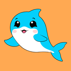 Sticker - cute dolphin clean line art high