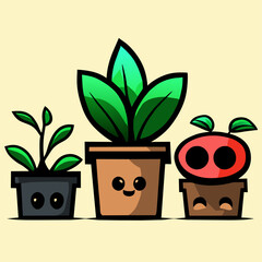 Sticker - plants cute background art