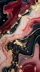 Leinwandbilder - Generative AI : A painting with red, golds and black swirls, in the style of dark scarlet and light gold