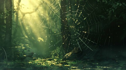 spider web in the morning