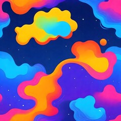 Wall Mural - Stylized Galaxy Melting Liquid Cartoon Background Digital Fluid Painting Illustration Colored Design