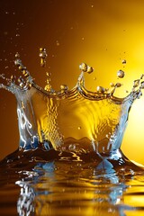 Poster - Generative AI : A clear and bright medium yellow water splash forms