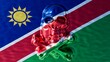 Sleek Metallic Skull Overlay on Namibia Flag: A Fusion of Tradition and Modernity