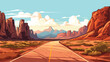 Highway in canyon colorful line art sign. Picturesq