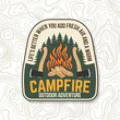 Life's better when you add fresh air and a warm campfire. Vector illustration. Vintage typography design with axe and campfire silhouette. Camping quote.