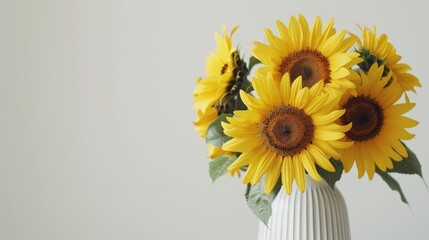 Wall Mural - Many sunflowers in white vase