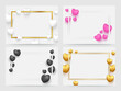 Heart frame banner luxury border with romantic decor element set design template vector